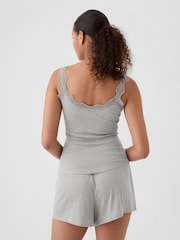 Gap Grey Mini Rib Lace Pyjamas Vest Top - Image 2 of 4