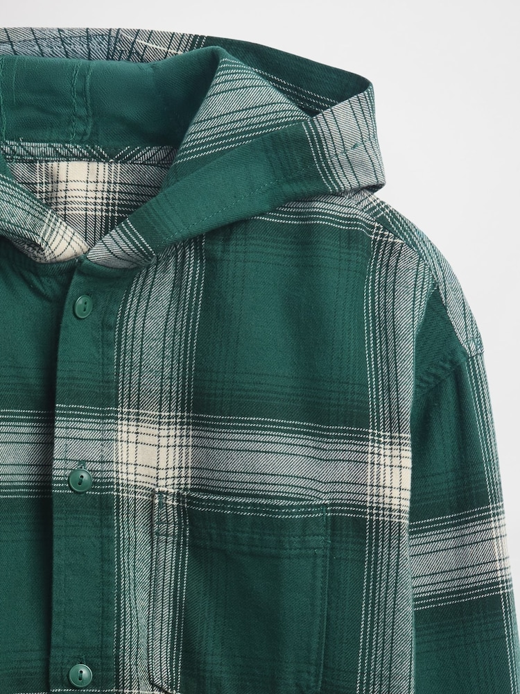Gap Green Cotton Hooded Flannel Shirt (4-13yrs) (4-13yrs) - Image 5 of 5