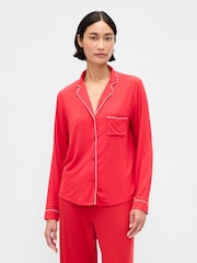 Gap Red Modal Long sleeve Pyjama Top - Image 1 of 3