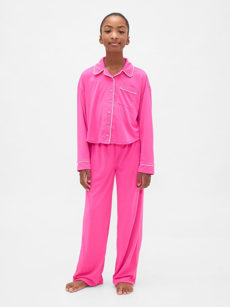 Gap Pink Pyjama Top & Trousers Set (6-13yrs) (6-13yrs) - Image 1 of 4 Gap Pink Pyjama Top & Trousers Set (6-13yrs) (6-13yrs) - Image 1 of 4