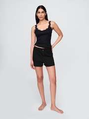 Gap Black Mini Rib Lace Pyjamas Vest Top - Image 3 of 5