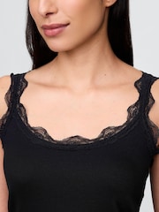 Gap Black Mini Rib Lace Pyjamas Vest Top - Image 4 of 5