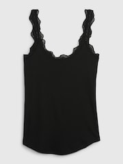 Gap Black Mini Rib Lace Pyjamas Vest Top - Image 5 of 5