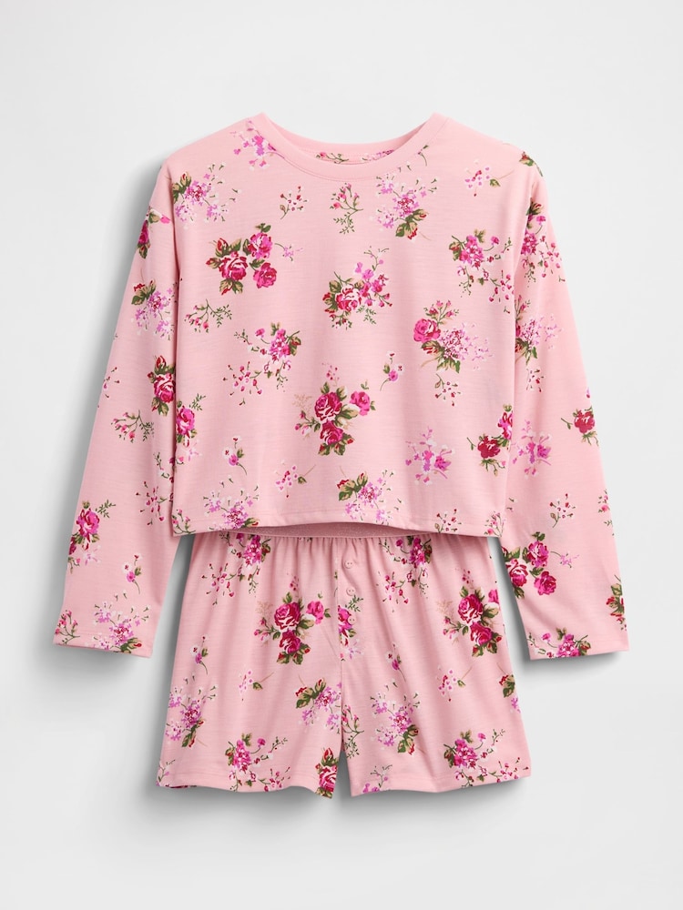 Gap Pink Floral Pyjama Shorts Set (6-13yrs) (6-13yrs) - Image 2 of 3 Gap Pink Floral Pyjama Shorts Set (6-13yrs) (6-13yrs) - Image 2 of 3