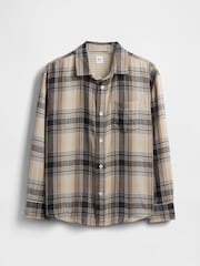 Gap Beige Relaxed Check Shirt (4-13yrs) (4-13yrs) - Image 4 of 6