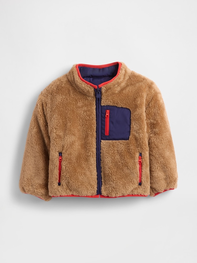 Gap Brown Lightweight Sherpa Reversible Jacket (6mths-5yrs) (6mths-5yrs) - Image 1 of 3 Gap Brown Lightweight Sherpa Reversible Jacket (6mths-5yrs) (6mths-5yrs) - Image 1 of 3