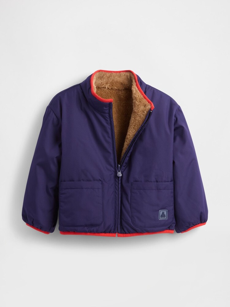 Gap Brown Lightweight Sherpa Reversible Jacket (6mths-5yrs) (6mths-5yrs) - Image 3 of 3 Gap Brown Lightweight Sherpa Reversible Jacket (6mths-5yrs) (6mths-5yrs) - Image 3 of 3