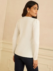 Love & Roses Ivory Sweetheart Neck Long Sleeve Top - Image 4 of 4