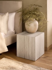 Natural Travertine Effect Bedside Table - Image 1 of 4