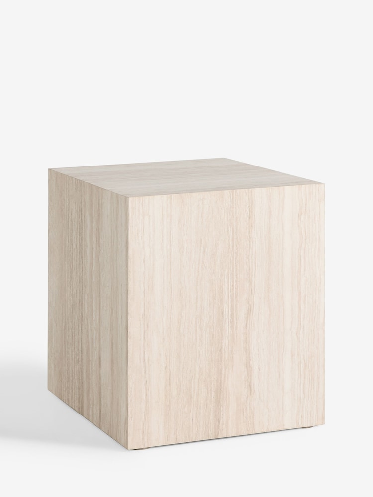 Natural Travertine Effect Bedside Table - Image 2 of 4 Natural Travertine Effect Bedside Table - Image 2 of 4