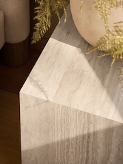 Natural Travertine Effect Bedside Table - Image 3 of 4