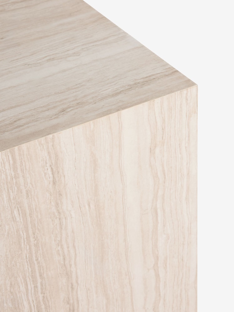 Natural Travertine Effect Bedside Table - Image 4 of 4 Natural Travertine Effect Bedside Table - Image 4 of 4