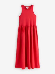 Red Sleeveless Cotton Blend Day Dress - Image 1 of 1