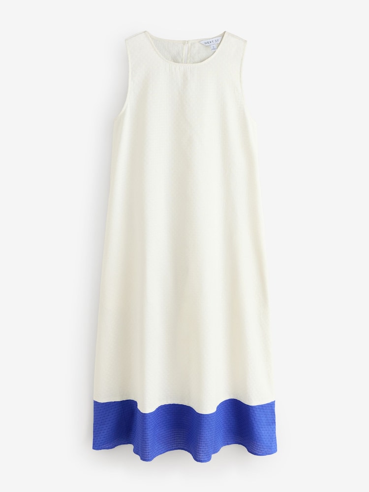 Ecru White Cotton Sleeveless Textured Dress - Image 1 of 1