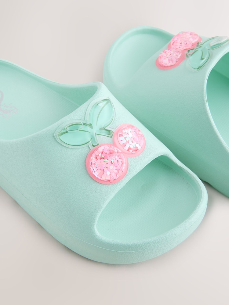 Turquoise Blue Glitter Cherry Sliders - Image 6 of 6