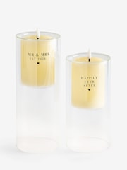 Set of 2 Monochrome Est 2026 Mr and Mrs LED Candle with Holder - Image 4 of 4