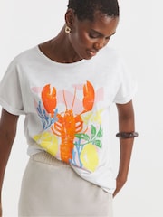 JD Williams White Relaxed Graphic Print T-Shirt - Image 1 of 4