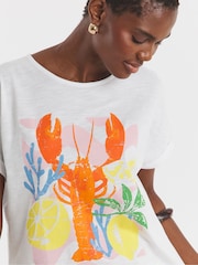 JD Williams White Relaxed Graphic Print T-Shirt - Image 4 of 4