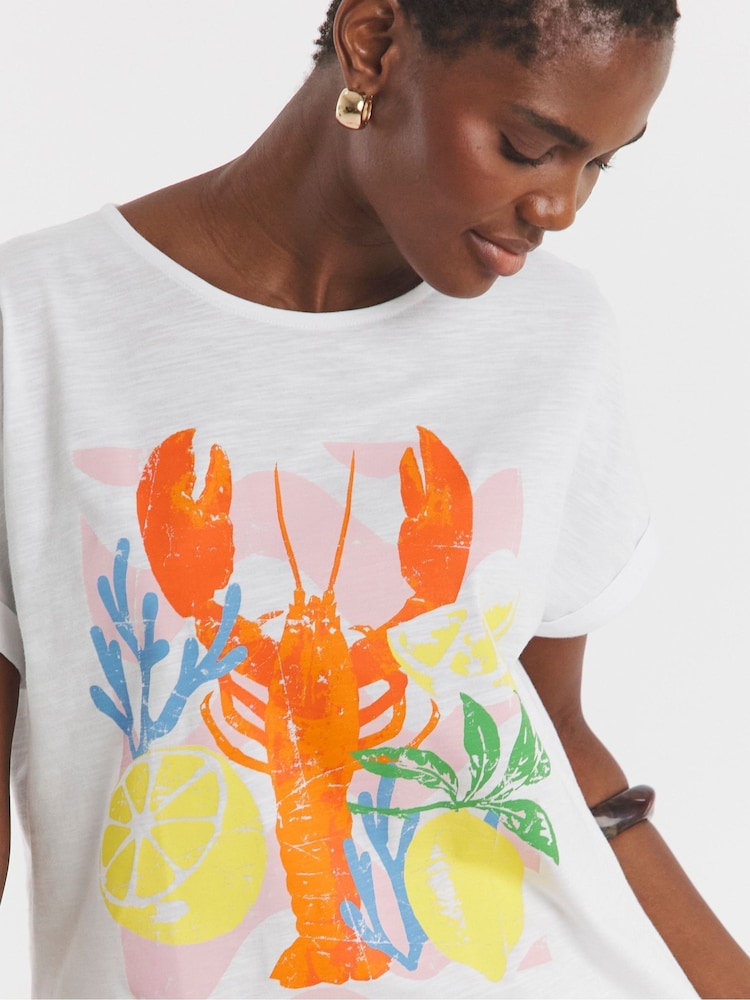 JD Williams White Relaxed Graphic Print T-Shirt - Image 4 of 4