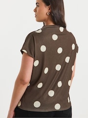 Simply Be Brown Slash Neck Cap Sleeve Top - Image 2 of 4