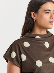 Simply Be Brown Slash Neck Cap Sleeve Top - Image 3 of 4