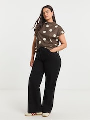 Simply Be Brown Slash Neck Cap Sleeve Top - Image 4 of 4