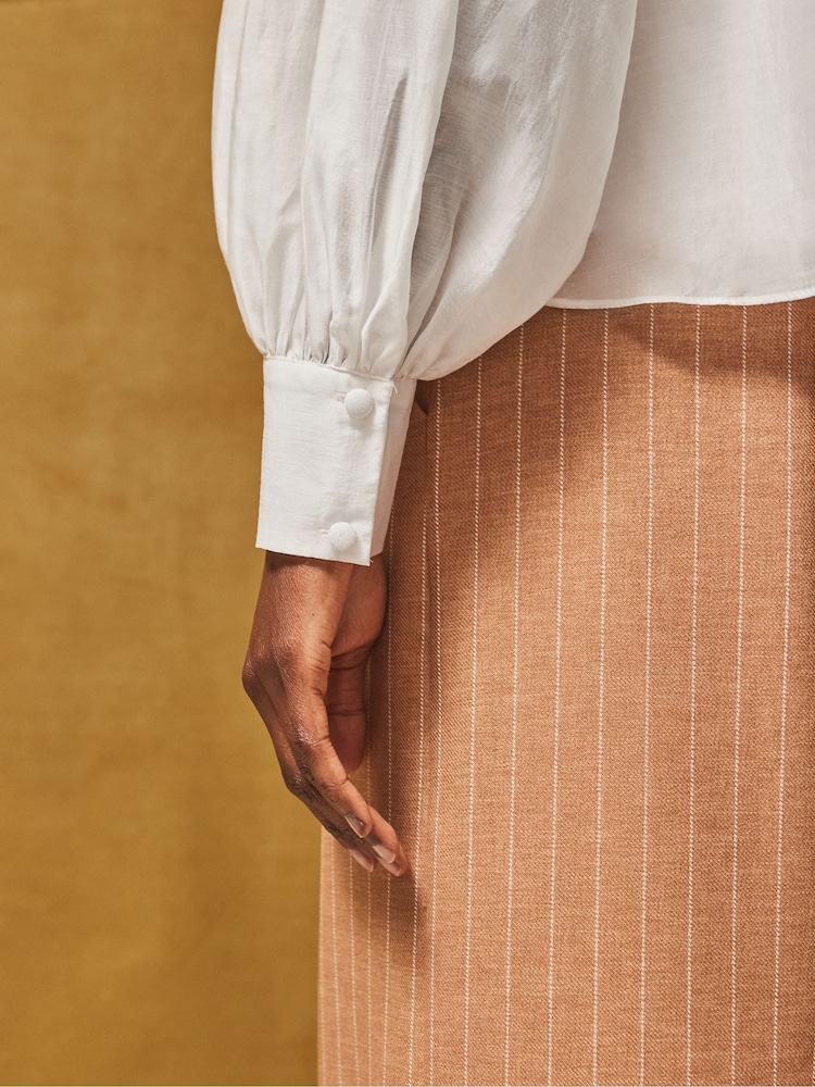 Ro&Zo White Sheer Button Cuff Blouse - Image 4 of 4