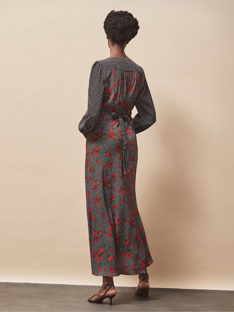 Ro&Zo Red Petite Floral Print And Spot Mix And Match Dress - Image 5 of 5
