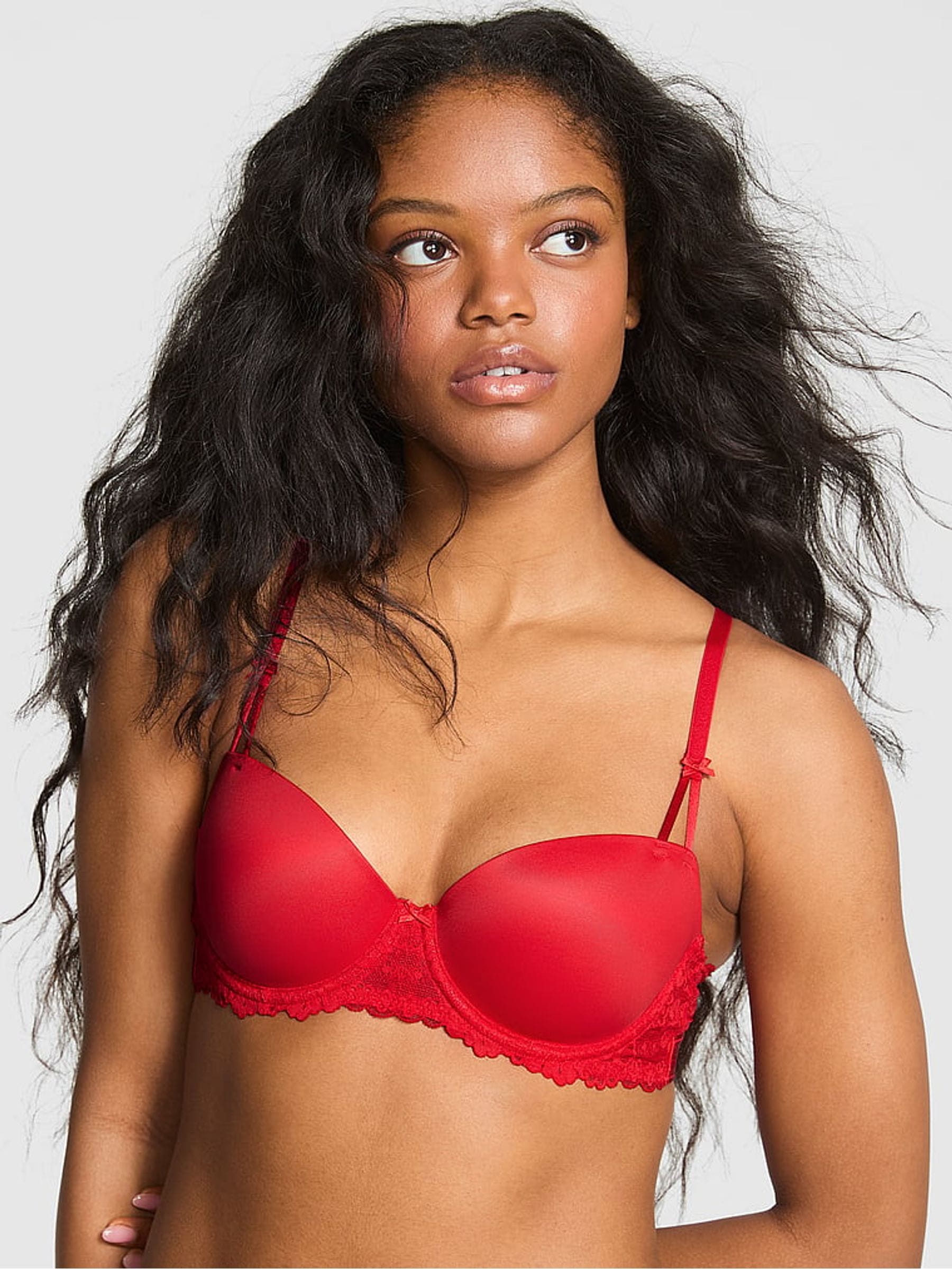 Victoria's Secret PINK Red Pepper Lightly Lined Lace Smooth Cup Lightly Lined Balcony Bra