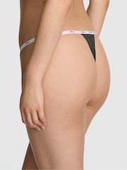 Victoria's Secret PINK Charcoal Heather Grey Thong Cotton Mini Logo Knickers - Image 2 of 3