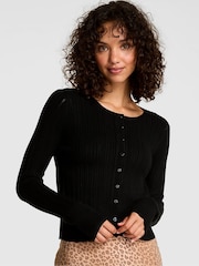 Victoria's Secret PINK Black Ribbed Cardigan - Image 1 of 3
