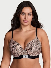 Victoria's Secret Black Leopard Full Cup Push Up Logo Shine Patch Bra - Image 1 of 2