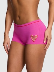 Victoria's Secret Pink Pink Fire Christmas Candy Cane Heart Short Cotton Knickers - Image 1 of 2