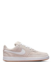 Nike Brown/White Court Vision Low Fat Laced Trainers - Image 1 of 11