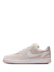 Nike Brown/White Court Vision Low Fat Laced Trainers - Image 2 of 11
