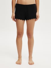 Cotton On Black Waffle Lace Boyshorts Pyjamas - Image 3 of 5