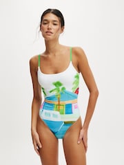 Cotton On Thin Strap Bajo Scoop Cheeky Swimsuit - Imagen 1 de 4