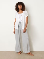 M&Co Blue Stripe Wide Leg Trousers - Image 2 of 5