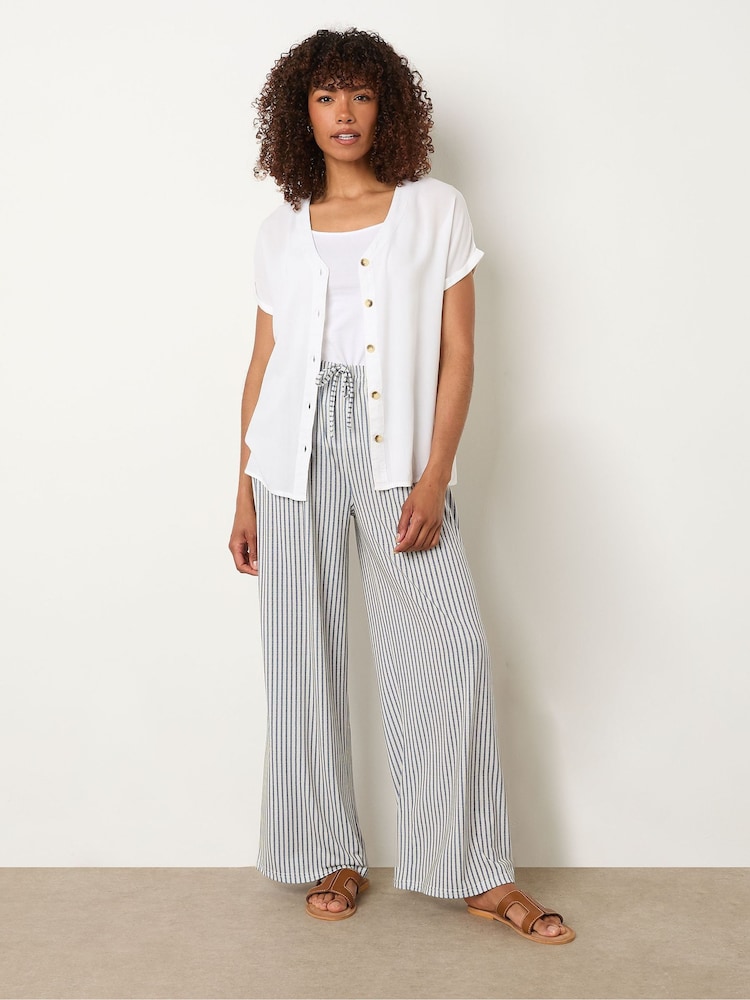 M&Co Blue Stripe Wide Leg Trousers - Image 2 of 5