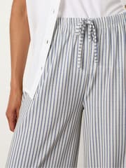 M&Co Blue Stripe Wide Leg Trousers - Image 4 of 5