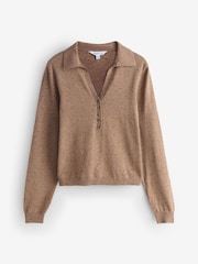 Tan Brown Polo Neck Neppy Jumper - Image 1 of 1