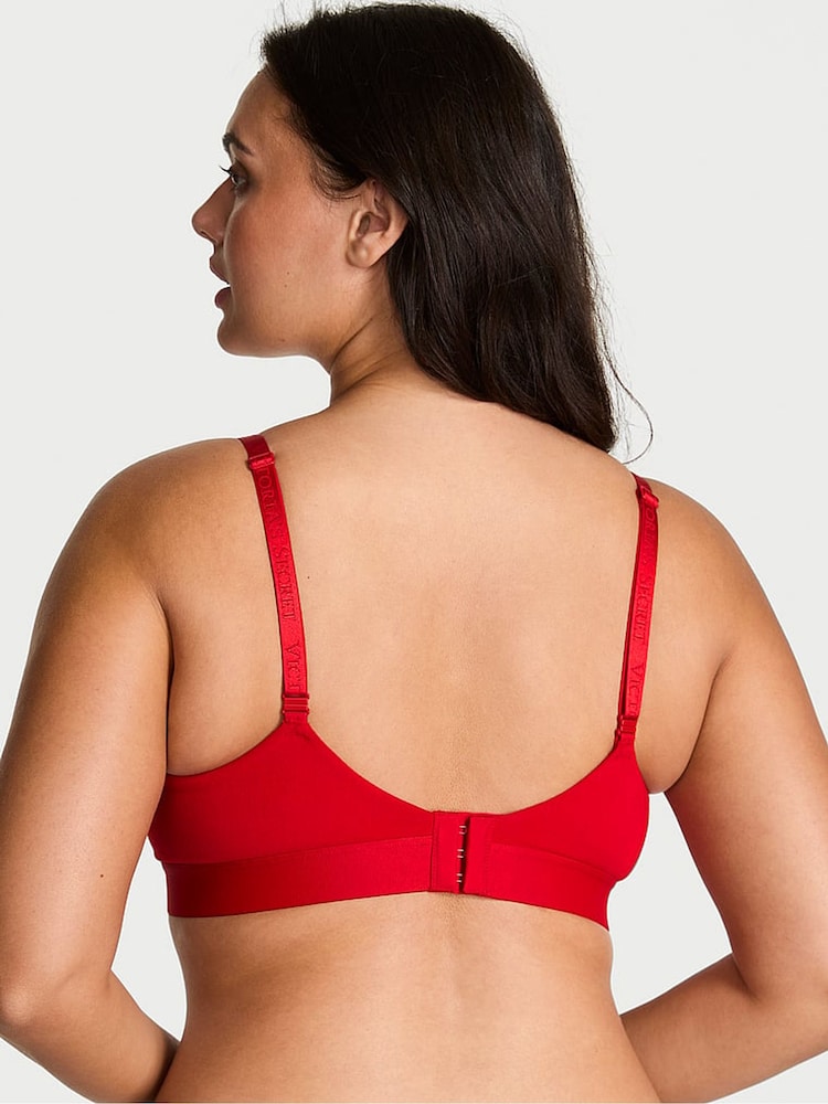 Victoria's Secret Lipstick Red Lightly Lined Demi Logo Shine Patch Bra - Image 2 of 3 Victoria's Secret Lipstick Red Lightly Lined Demi Logo Shine Patch Bra - Image 2 of 3