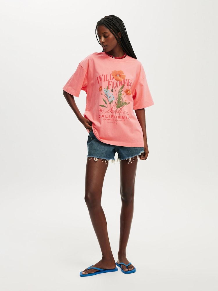 Cotton On Orange Boxy Graphic Print T-Shirt - Image 3 of 4
