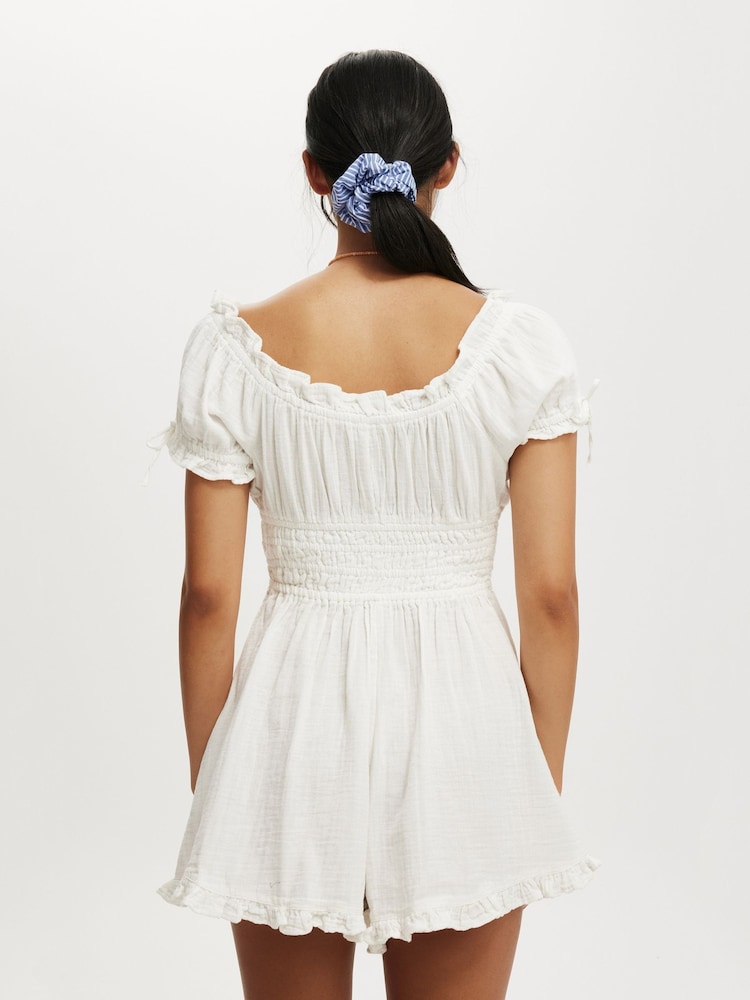 Cotton On White Sadie Button Through Playsuit - Image 2 of 4