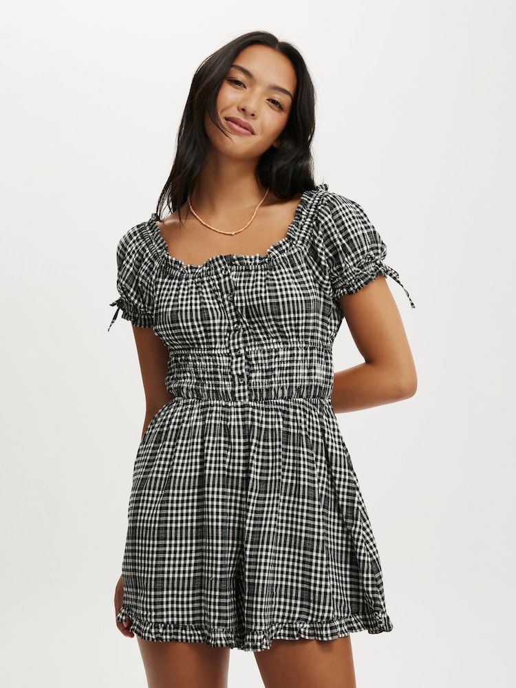 Negro - Cotton On Sadie Button Through Playsuit - Imagen 1 de 4
