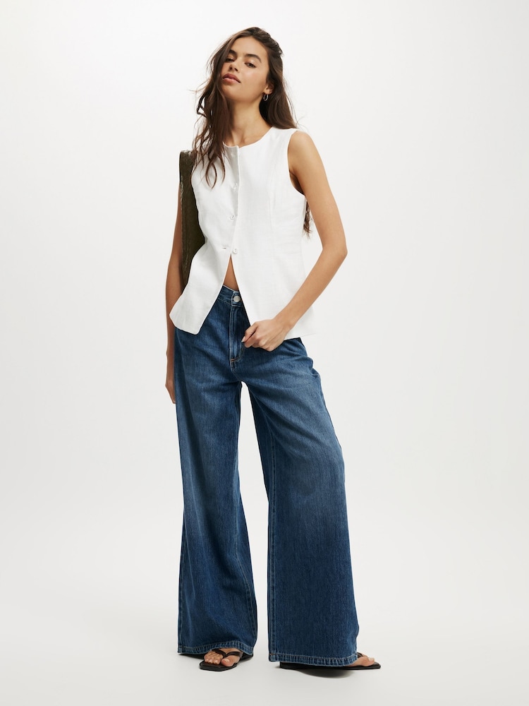 Blanco - Cotton On Sienna Linen Cotton Waistcoat - Imagen 4 de 4