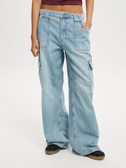 Cotton On Blue Relaxed Cargo Jeans - Image 1 of 6