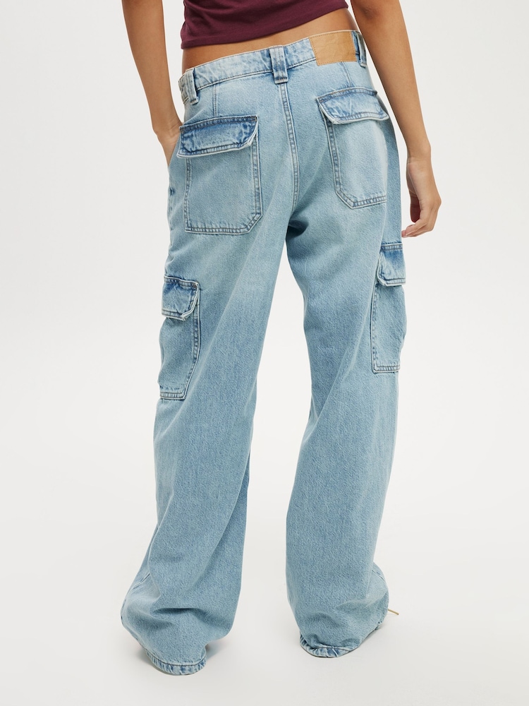 Cotton On Blue Relaxed Cargo Jeans - Image 2 of 6