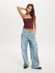 Cotton On Blue Relaxed Cargo Jeans - Image 3 of 6