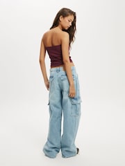 Cotton On Blue Relaxed Cargo Jeans - Image 4 of 6